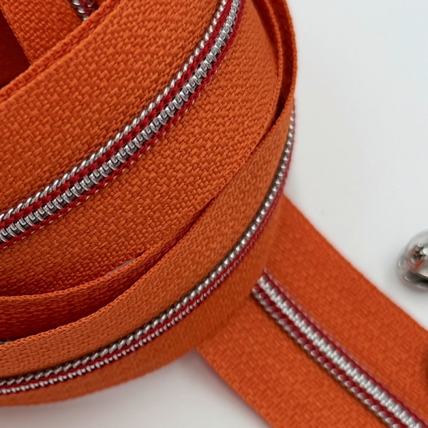Feiner Reißverschluss Orange Silber Rot